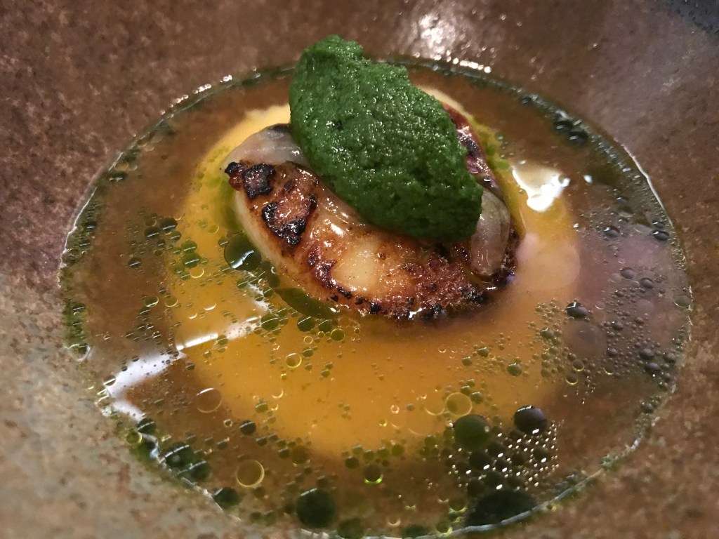 Scallop, bacon dashi and salsa verde Adam's Birmingham